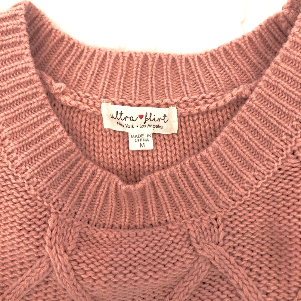 Ultra Flirt Cropped Juniors Cable Knit Sweater - Picture 2 of 2